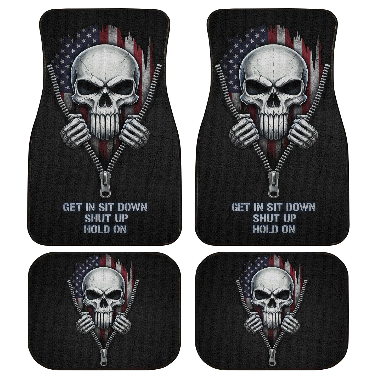 Military Skull Car Floor Mats – USA Flag Style | PersonalizedFury
