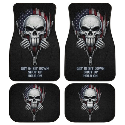 Military Skull Car Floor Mats – USA Flag Style | PersonalizedFury