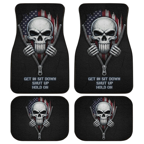 Military Skull Car Floor Mats – USA Flag Style | PersonalizedFury
