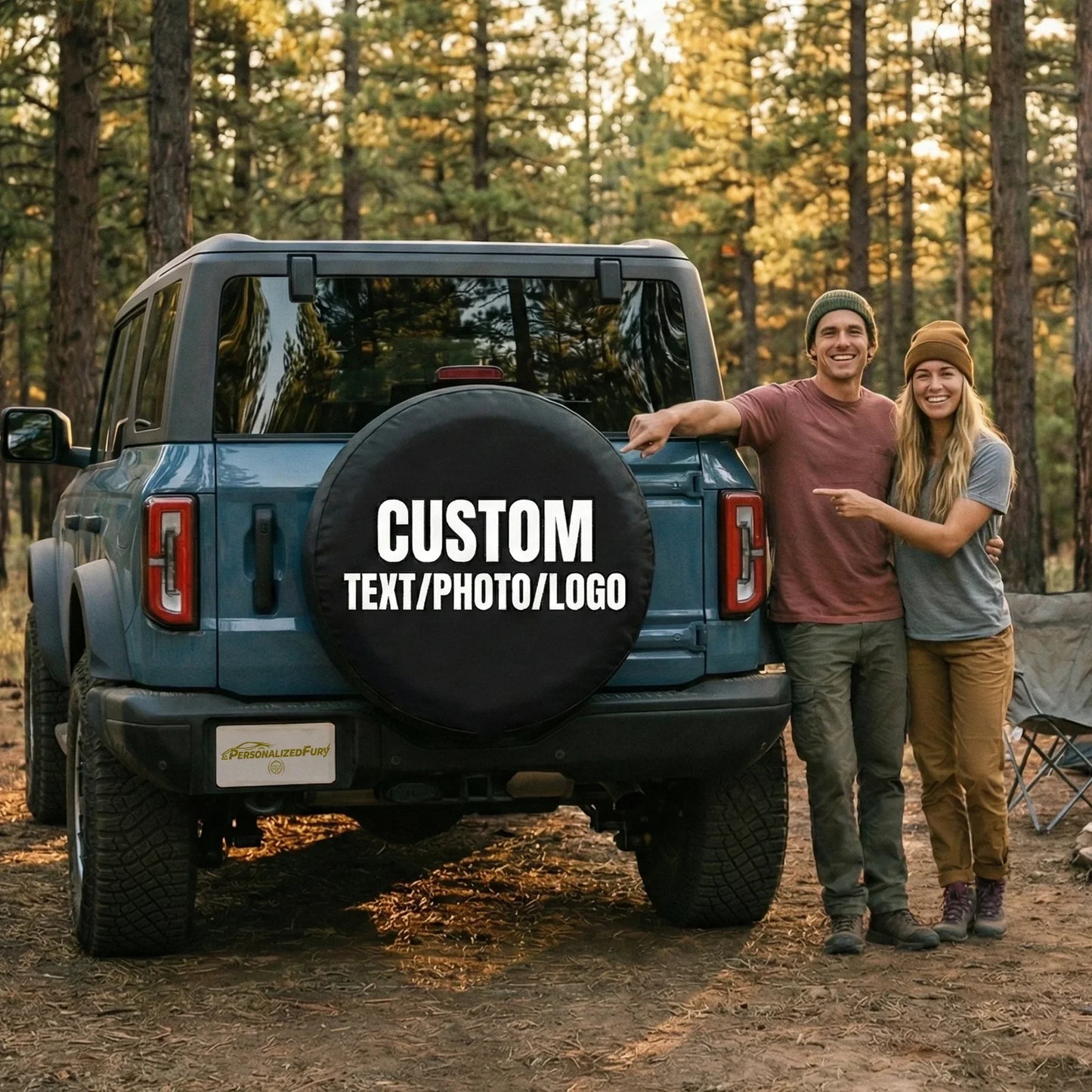 Custom Leather Spare Tire Cover for Jeep, Bronco, RV, Trailer & Campers