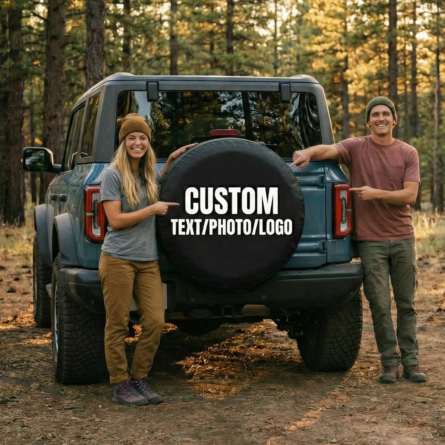 Custom Leather Spare Tire Cover for Jeep, Bronco, RV, Trailer & Campers
