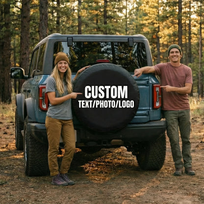 Custom Leather Spare Tire Cover for Jeep, Bronco, RV, Trailer & Campers