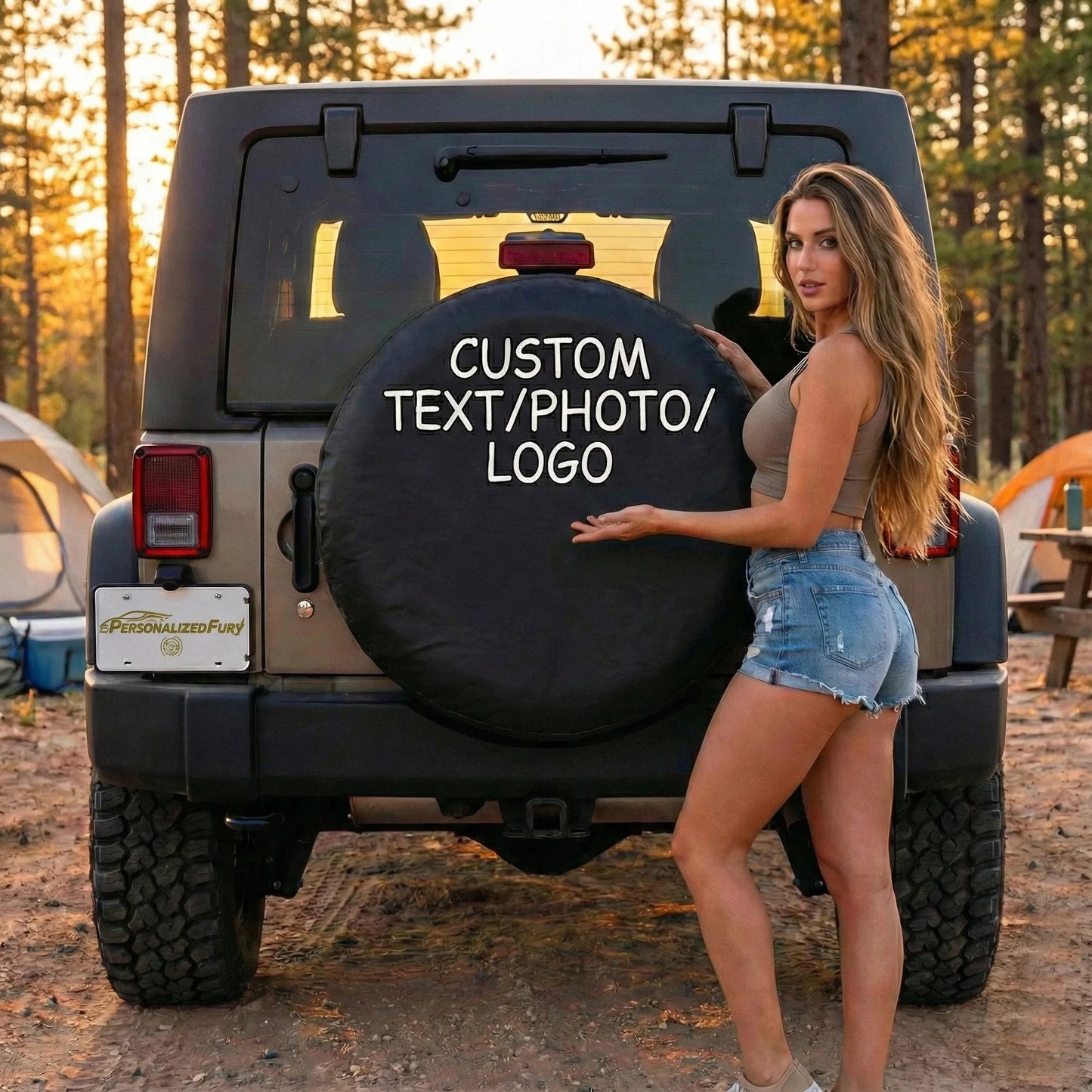 Custom Leather Spare Tire Cover for Jeep, Bronco, RV, Trailer & Campers