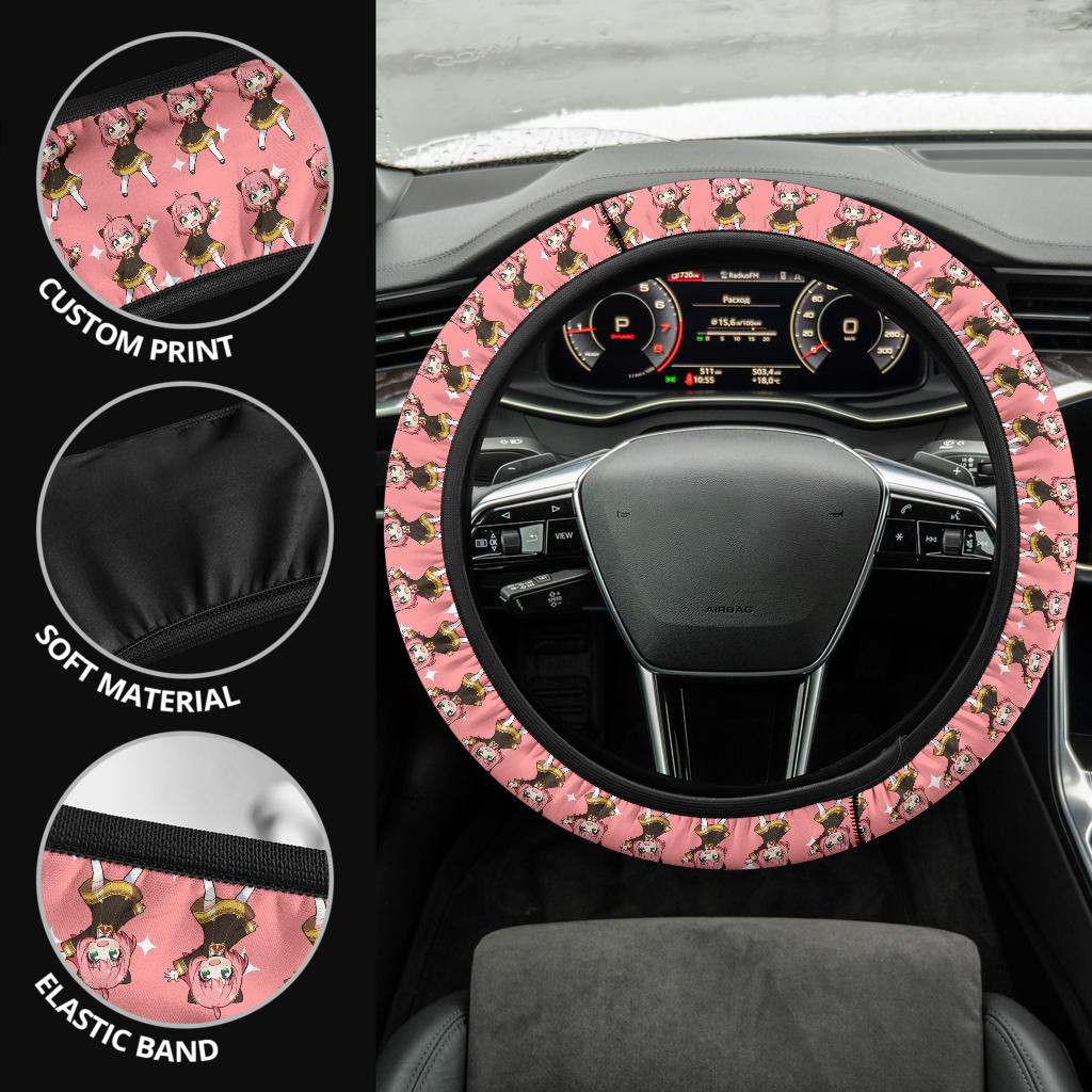 Cute Anya Spy X Family Car Steering Wheel Cover