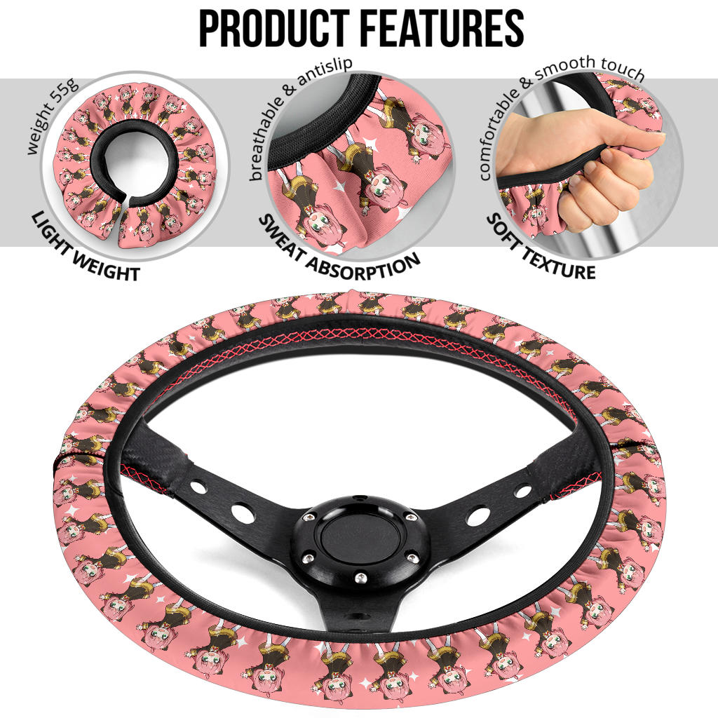 Cute Anya Spy X Family Car Steering Wheel Cover