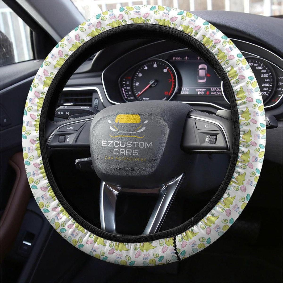Cute Apatosaurus Pattern Car Accessories Custom Dinosaur Anime Steering Wheel Cover