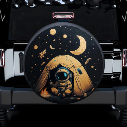 Cute Astronaut Camping Galaxy Car Spare Tire Cover