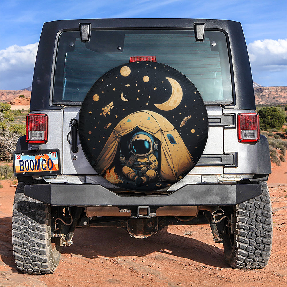 Cute Astronaut Camping Galaxy Car Spare Tire Cover