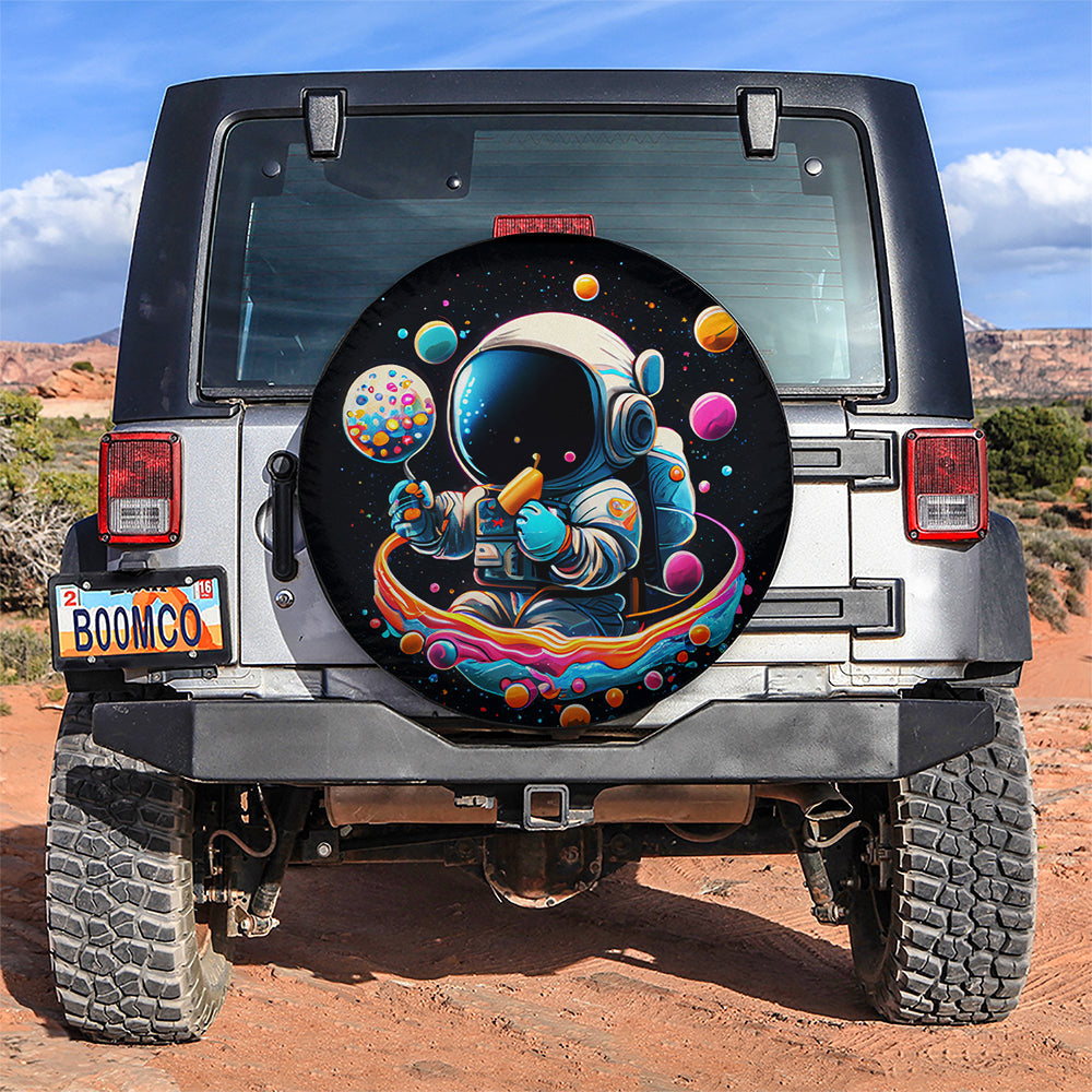 Cute Astronaut Eat Candy Car Spare Tire Cover