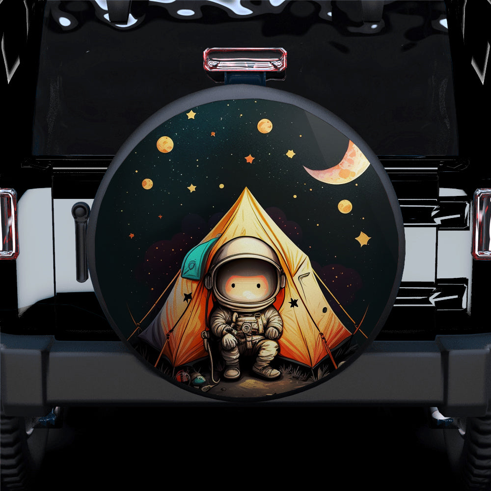 Cute Astronaut With Camping Galaxy Car Spare Tire Cover