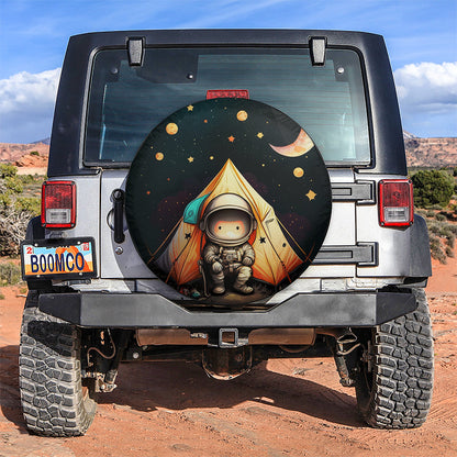 Cute Astronaut With Camping Galaxy Car Spare Tire Cover