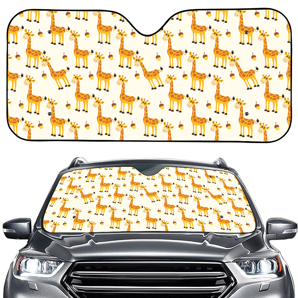 Cute Baby Giraffe Pattern Print Car Windshield Sun Shade