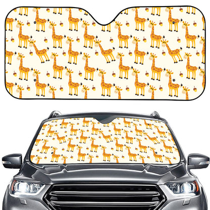 Cute Baby Giraffe Pattern Print Car Windshield Sun Shade