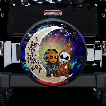 Cute Baby Groot And Jack Nightmare Before Christmas Love You To The Moon Galaxy Car Spare Tire Cover