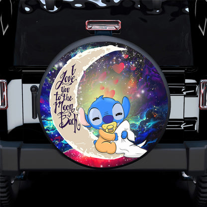 Cute Baby Stitch Sleep Love You To The Moon Galaxy Spare Tire Cover