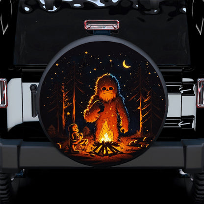 Cute Bigfoot Campfire Cooking Camping Car Spare Tire Cover