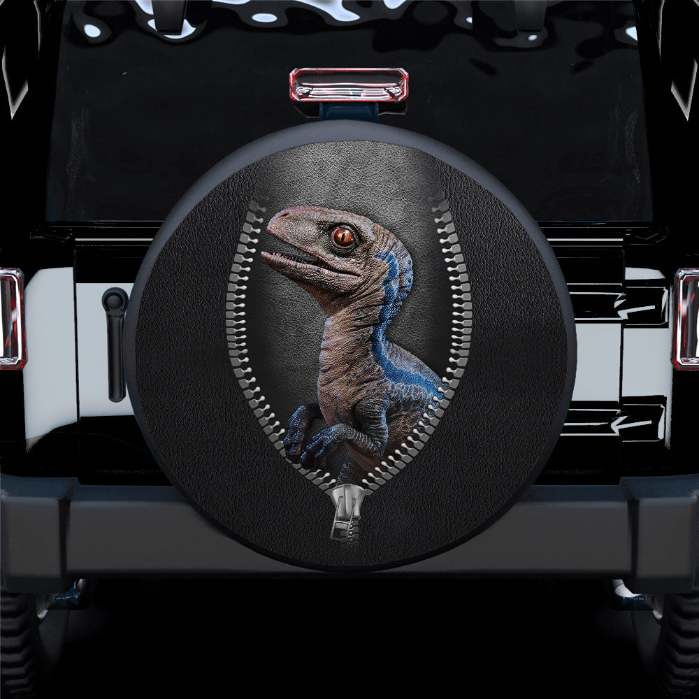 Cute Blue Velociraptor Jurassic World Dinousaur Car Spare Tire Cover
