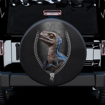 Cute Blue Velociraptor Jurassic World Dinousaur Car Spare Tire Cover