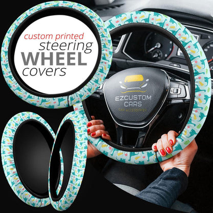 Cute Brachiosaurus Pattern Car Accessories Custom Dinosaur Anime Steering Wheel Cover