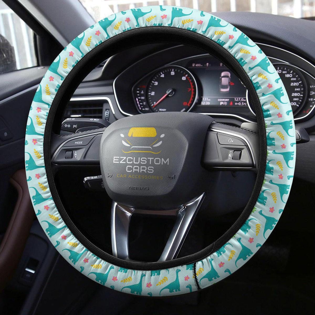Cute Brachiosaurus Pattern Car Accessories Custom Dinosaur Anime Steering Wheel Cover