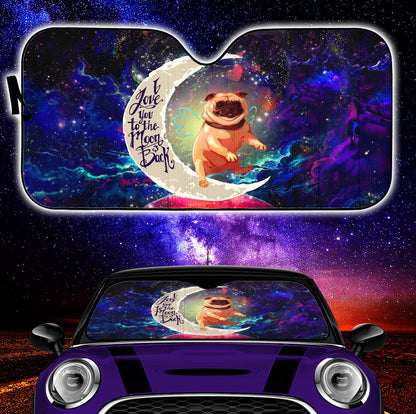 Cute Bull Dog Love You To The Moon Galaxy Car Auto Sunshades