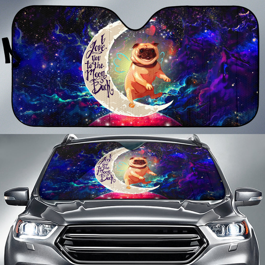 Cute Bull Dog Love You To The Moon Galaxy Car Auto Sunshades