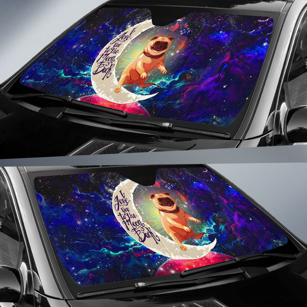 Cute Bull Dog Love You To The Moon Galaxy Car Auto Sunshades