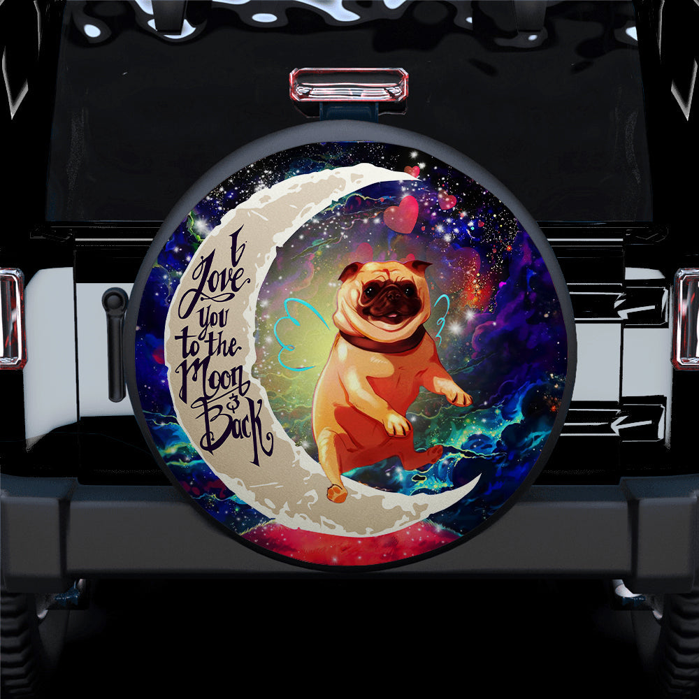 Cute Bull Dog Love You To The Moon Galaxy Car Spare Tire Cover