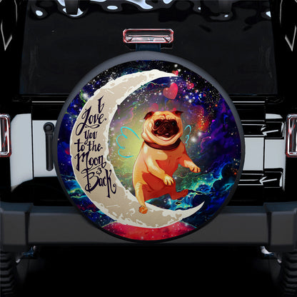 Cute Bull Dog Love You To The Moon Galaxy Car Spare Tire Cover
