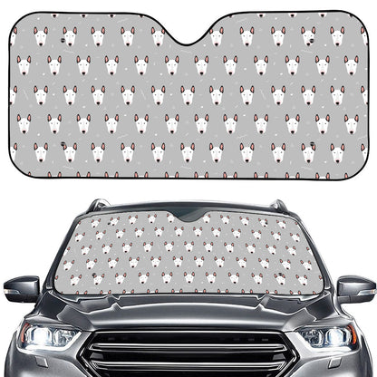 Cute Bull Terrier Faces Pattern Print Car Windshield Sun Shade