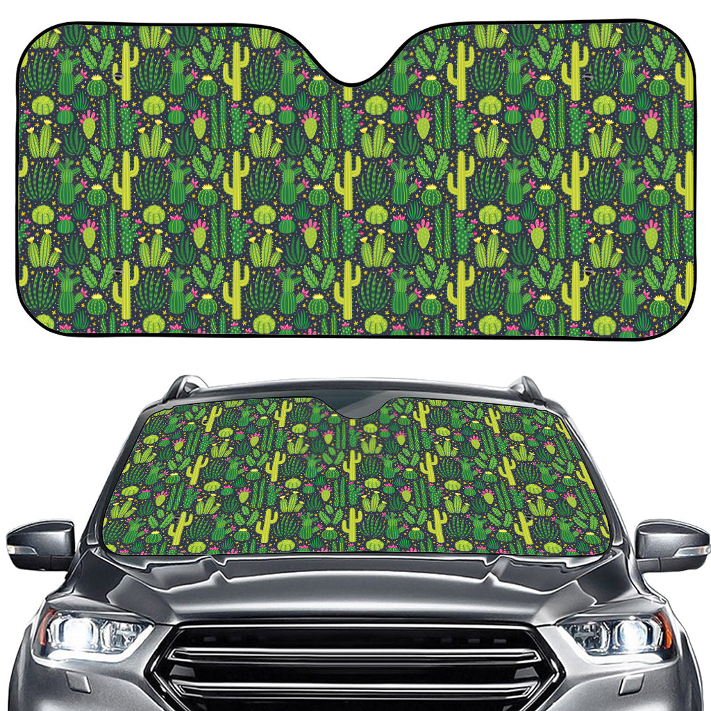 Cute Cactus Plant Pattern Print Car Windshield Sun Shade