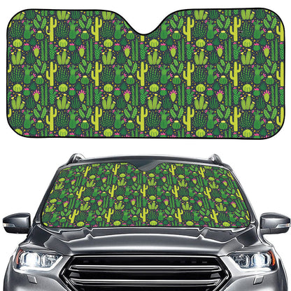 Cute Cactus Plant Pattern Print Car Windshield Sun Shade