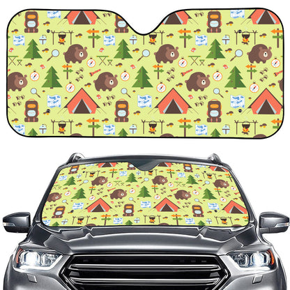 Cute Camping Pattern Print Car Windshield Sun Shade