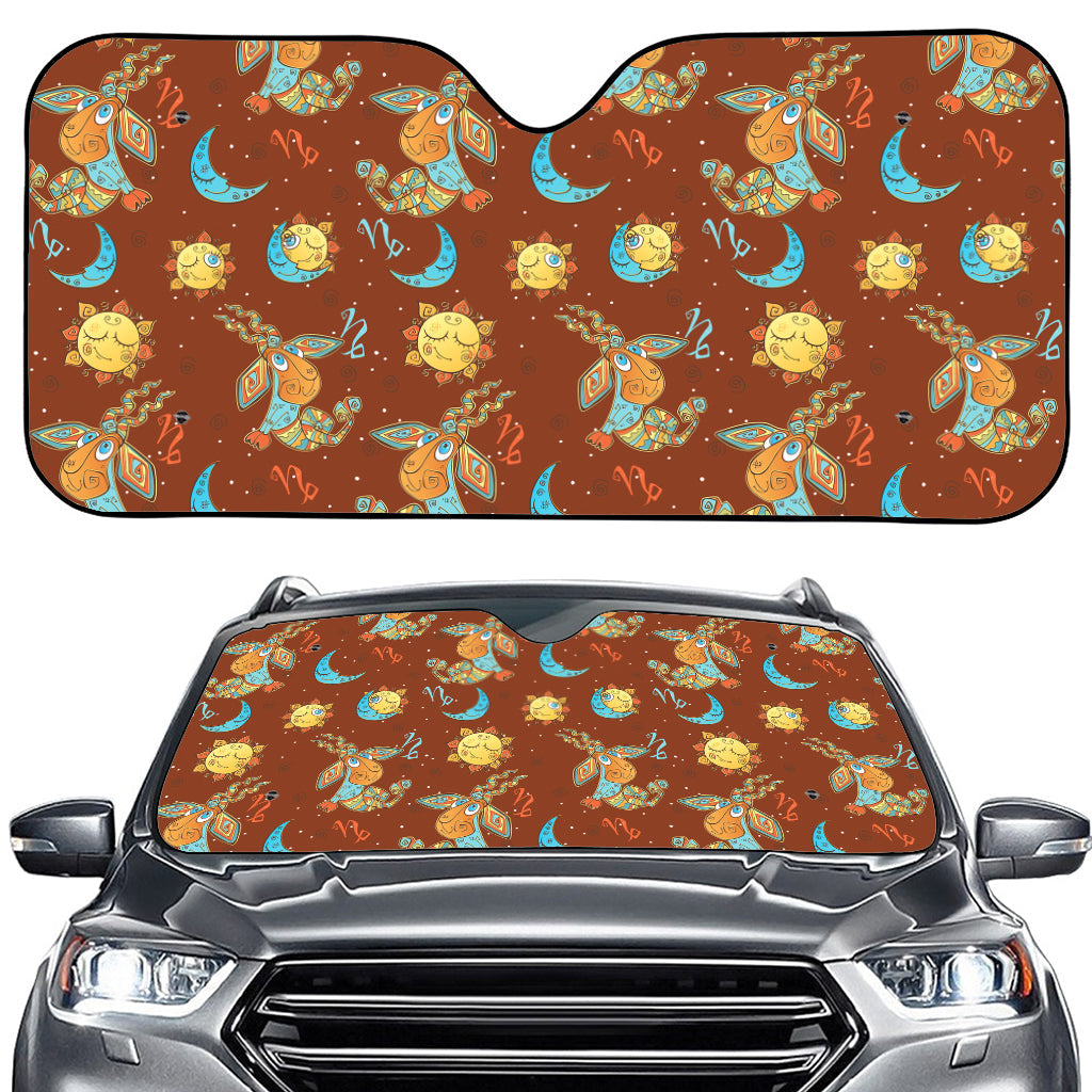 Cute Cartoon Capricorn Pattern Print Car Windshield Sun Shade