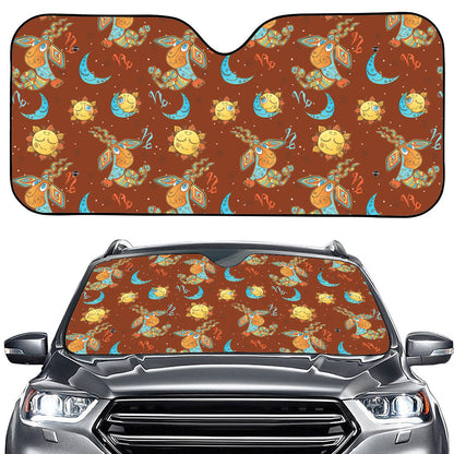 Cute Cartoon Capricorn Pattern Print Car Windshield Sun Shade
