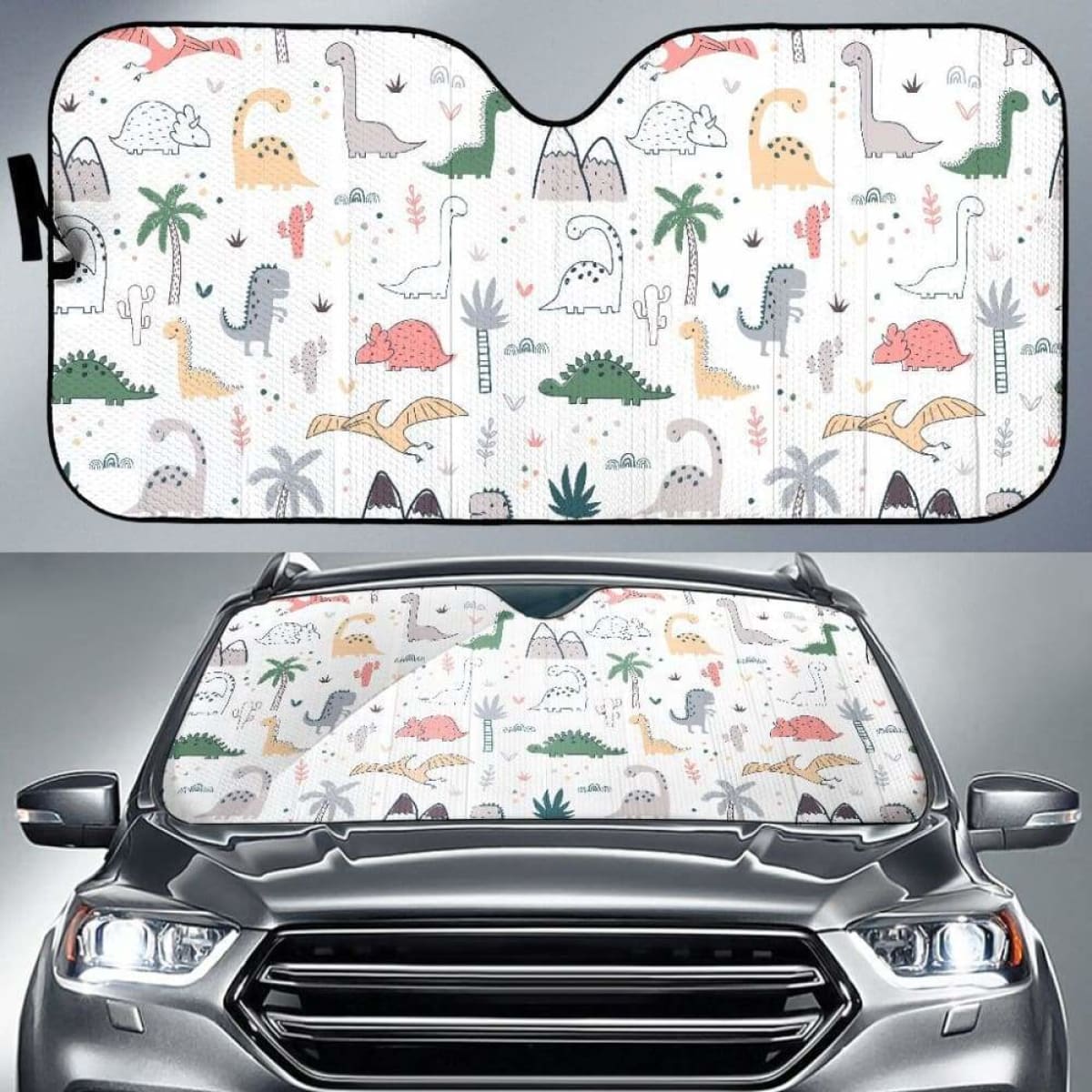 Cute Cartoon Dinosaurs Tree Pattern Car Auto Sun Shades Universal Fit 052312