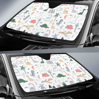 Cute Cartoon Dinosaurs Tree Pattern Car Auto Sun Shades Universal Fit 052312