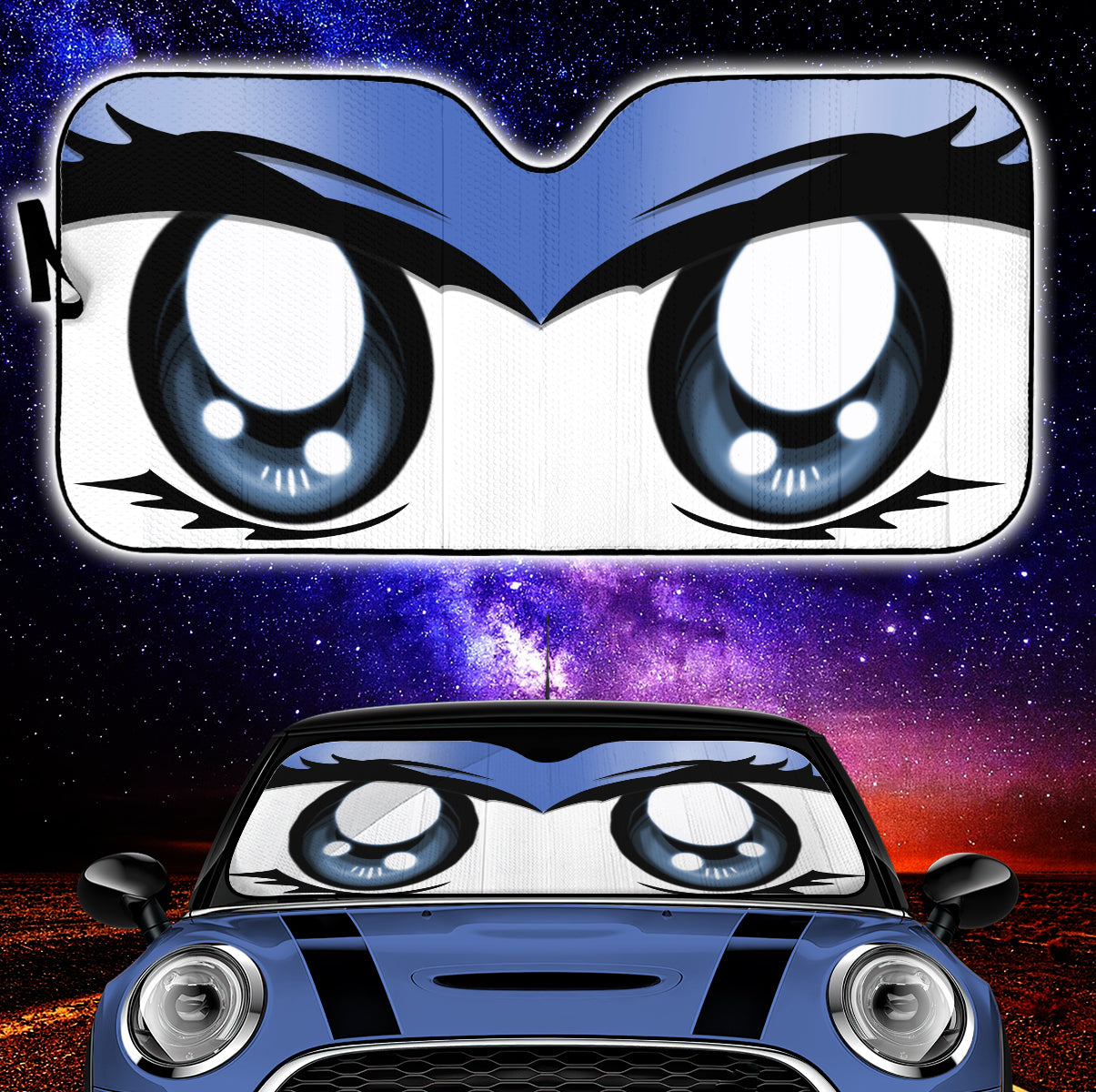 Cute Cartoon Eyes Blue Auto Sun Shades