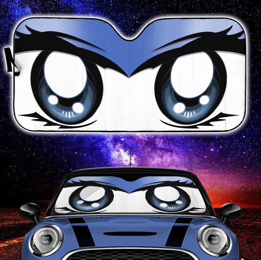 Cute Cartoon Eyes Blue Auto Sun Shades