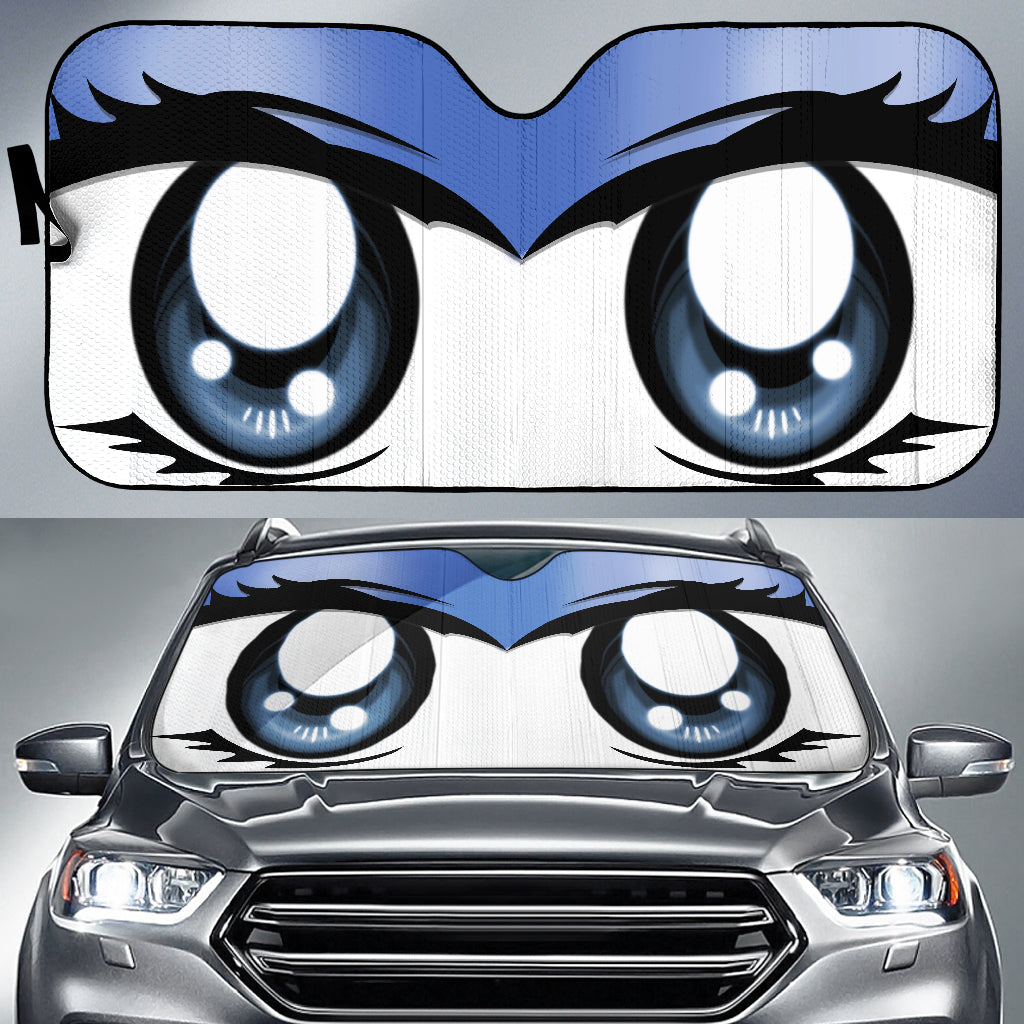 Cute Cartoon Eyes Blue Auto Sun Shades