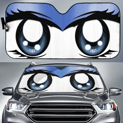 Cute Cartoon Eyes Blue Auto Sun Shades
