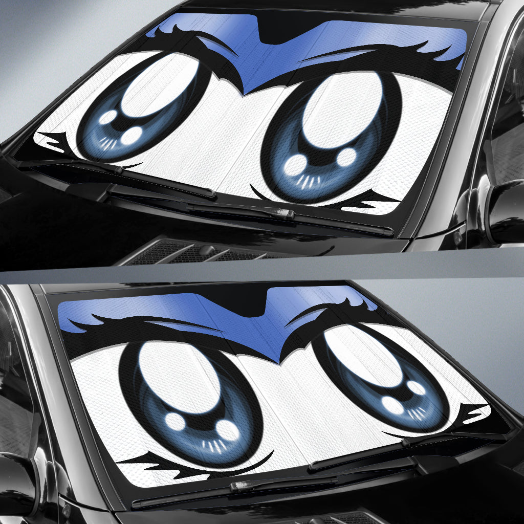Cute Cartoon Eyes Blue Auto Sun Shades