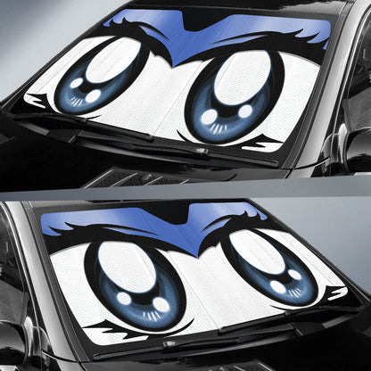 Cute Cartoon Eyes Blue Auto Sun Shades
