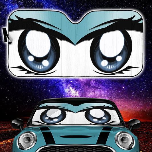 Cute Cartoon Eyes Blue Sky Auto Sun Shades