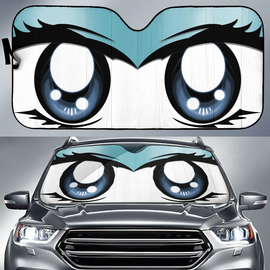 Cute Cartoon Eyes Blue Sky Auto Sun Shades