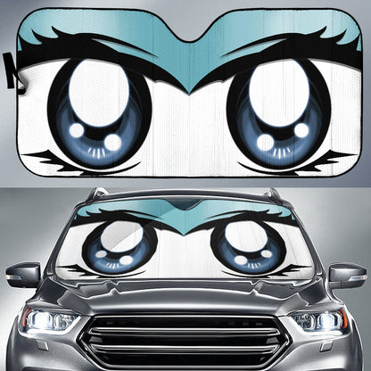 Cute Cartoon Eyes Blue Sky Auto Sun Shades