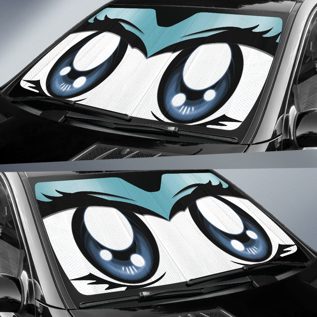 Cute Cartoon Eyes Blue Sky Auto Sun Shades