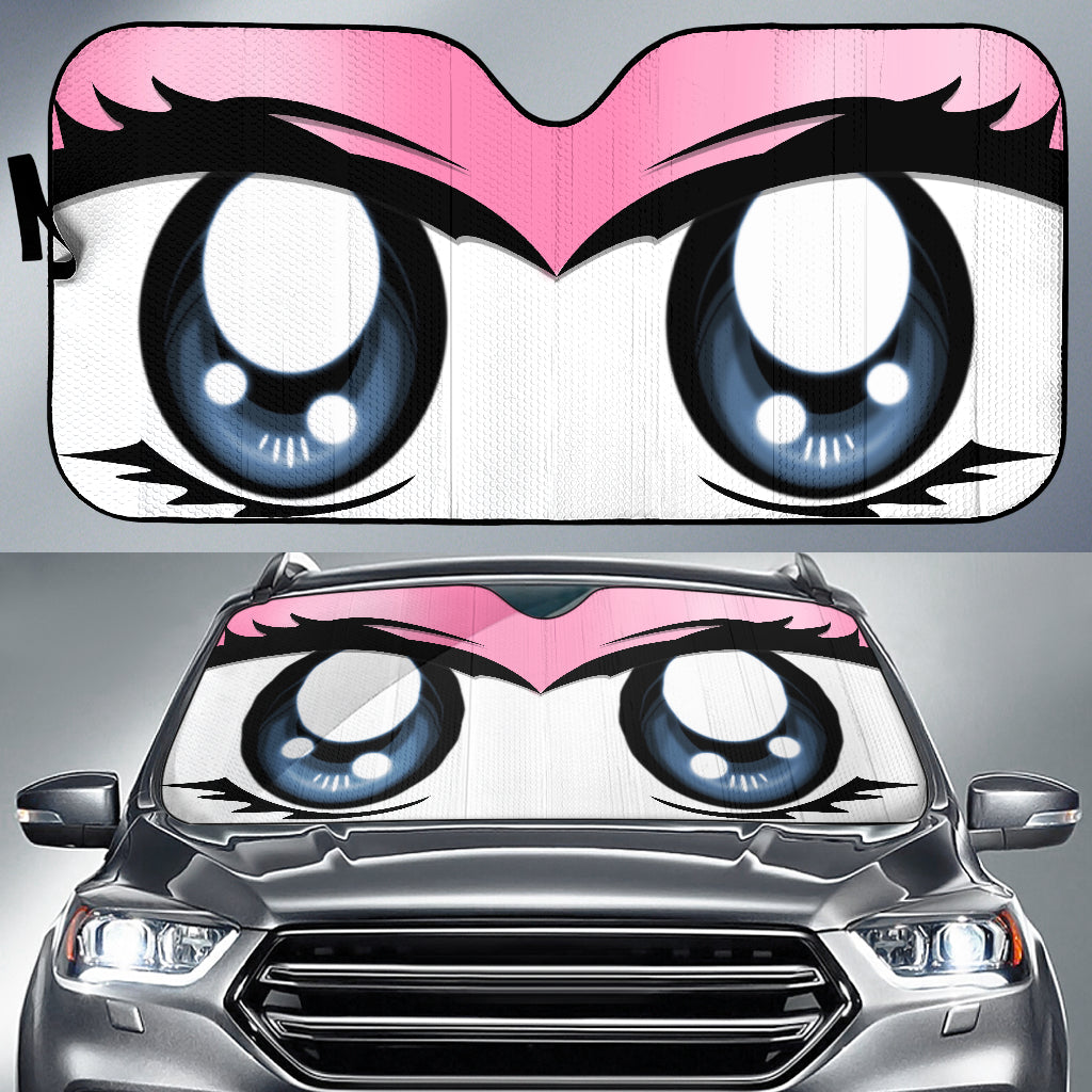 Cute Cartoon Eyes Pink Auto Sun Shades