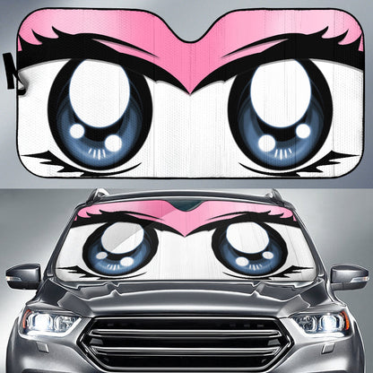 Cute Cartoon Eyes Pink Auto Sun Shades
