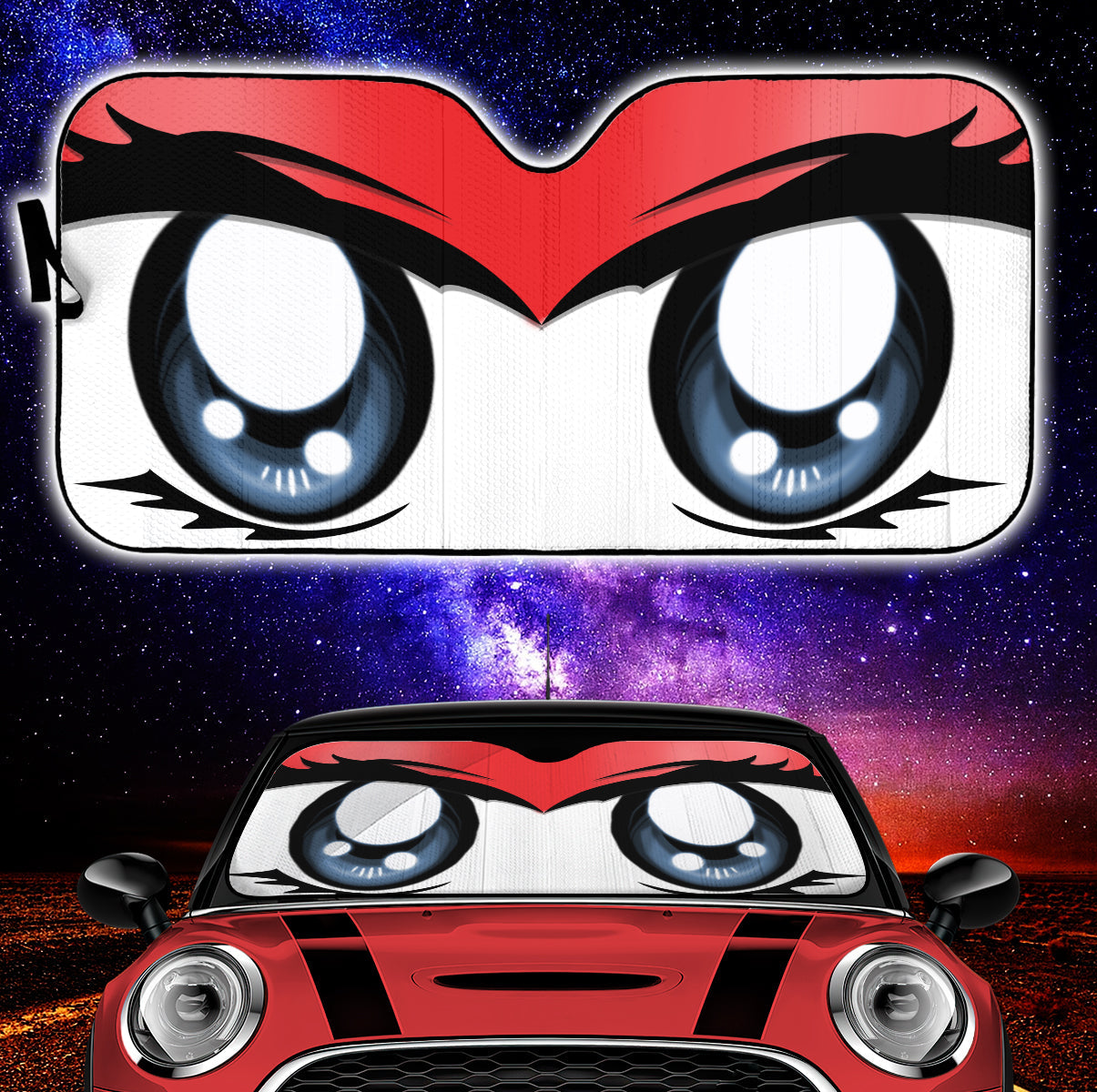 Cute Cartoon Eyes Red Auto Sun Shades